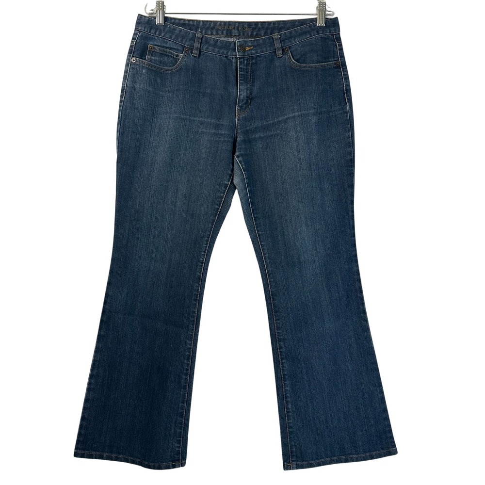 Michael Kors Womens Size 12 Dark Wash Bootcut Denim Jeans Stretch Mid Rise